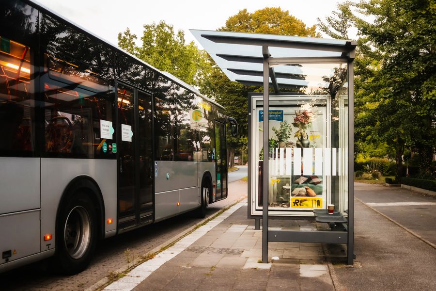 Passenger bus at a city stop